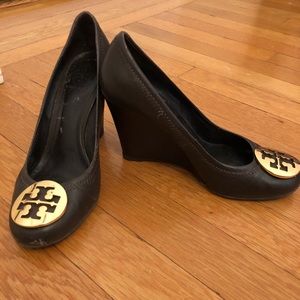Brown Tory Burch wedges
